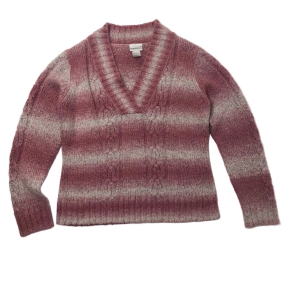 Fashion Bug V-neck Two Tone Mauve Sweater Large